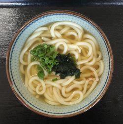 Close-up of soup served on table