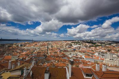 High angle view of townscape against sky