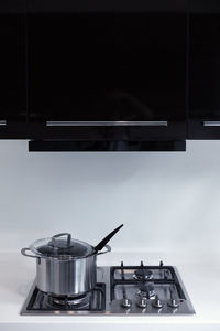 High angle view of kitchen utensils on table