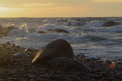 Scenic view of sea during sunset