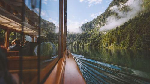 Panoramic shot of reflection of trees in water