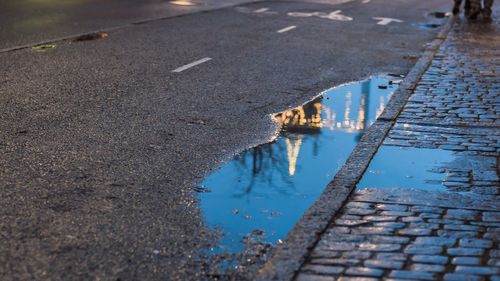 Puddle on road