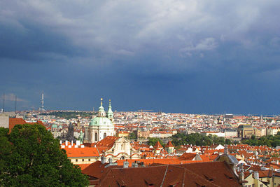 High angle view of townscape against sky