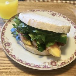 Close-up of breakfast served on table