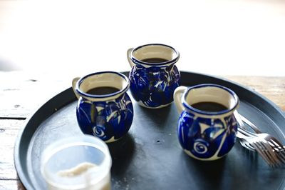 High angle view of coffee on table