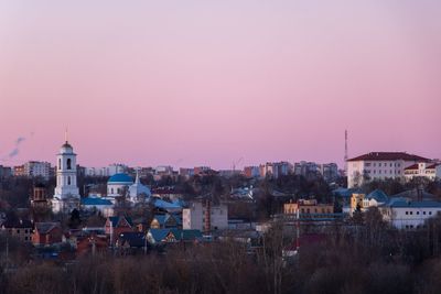 High angle shot of townscape against sky