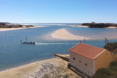 Scenic view of sea against clear sky