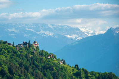 Scenic view of mountains against sky