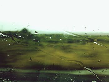 Close-up of water drops on glass