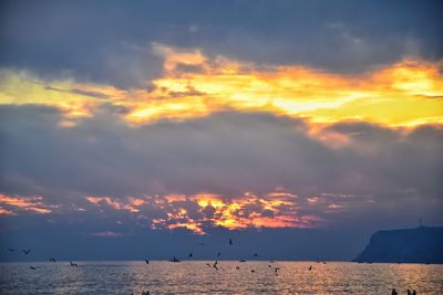 Scenic view of sea against sky during sunset