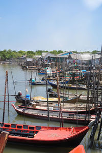 View of boats in harbor