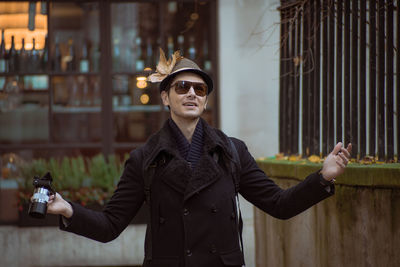 Portrait of funny tourist in uk