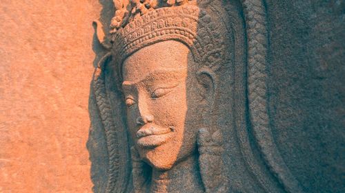 Close-up of a statue of a temple