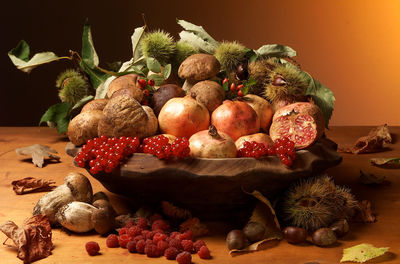 Close-up of fruits on table