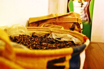 Close-up of food on table