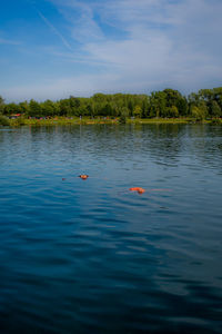 Scenic view of lake against sky