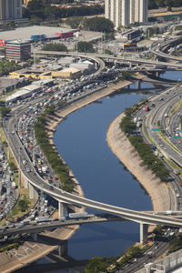 Sao paulo brazil city aerial tiete river. view. high quality photo