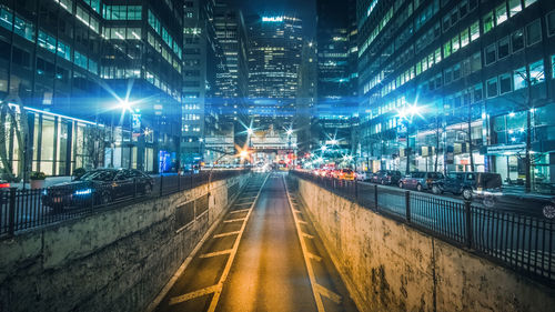 Illuminated city at night