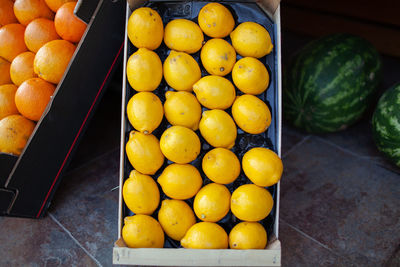 High angle view of fruits for sale