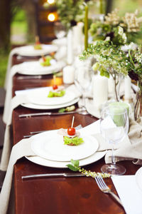 High angle view of food on table