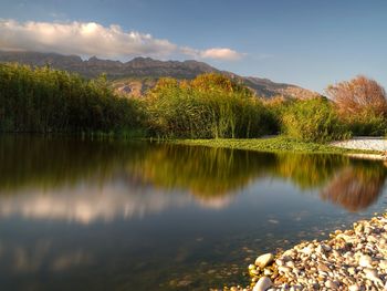 Scenic view of lake against sky