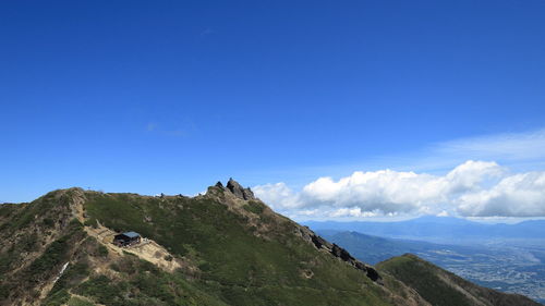 Scenic view of landscape against blue sky