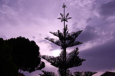 Low angle view of silhouette trees against sky at sunset