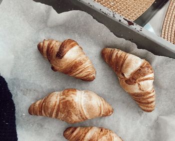 High angle view of bread on table