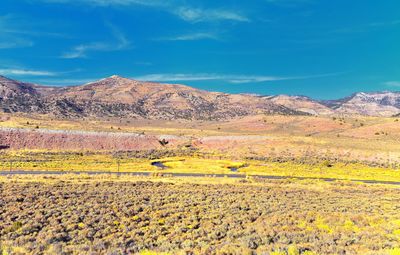 Looking towards moab panorama views of desert mountain canyonlands arches national park  utah usa