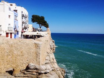 Scenic view of sea against clear sky