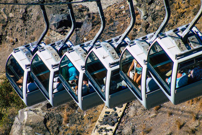 High angle view of cars on rocks