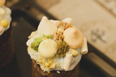 Close-up of ice cream on table