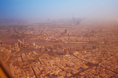 High angle view of buildings in city