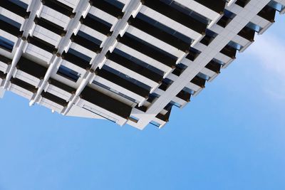 Low angle view of modern building against clear sky