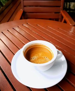 High angle view of coffee on table