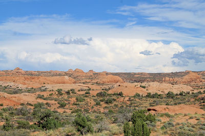 Scenic view of landscape against cloudy sky