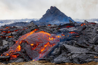 Scenic view of volcanic mountain