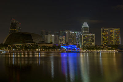 Illuminated buildings in city at night