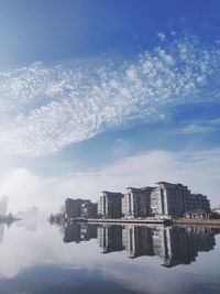 Reflection of buildings in city