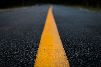 Surface level of yellow marking on road