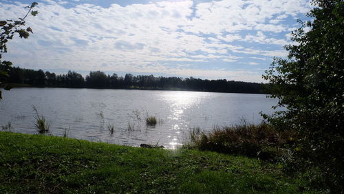 Scenic view of lake against sky