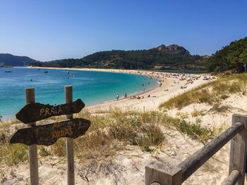 Scenic view of blue sea against clear sky