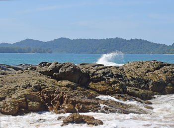 Scenic view of sea against clear sky