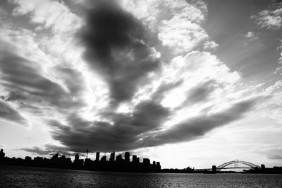 Low angle view of buildings against cloudy sky