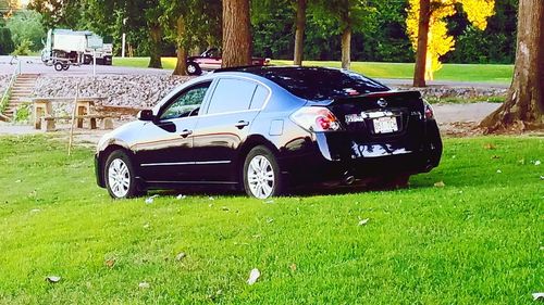 Vintage car on field