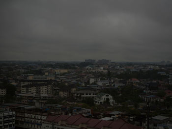 High angle view of townscape against sky at dusk