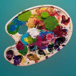 High angle view of multi colored candies on table