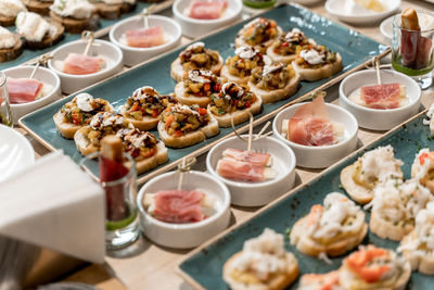 High angle view of food on table