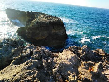 Rock formation in sea