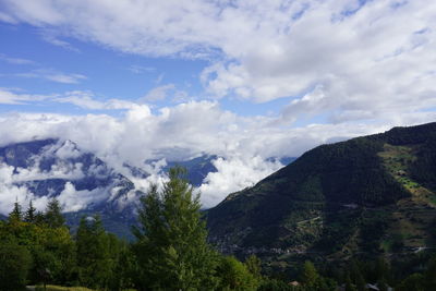 Scenic view of mountains against sky